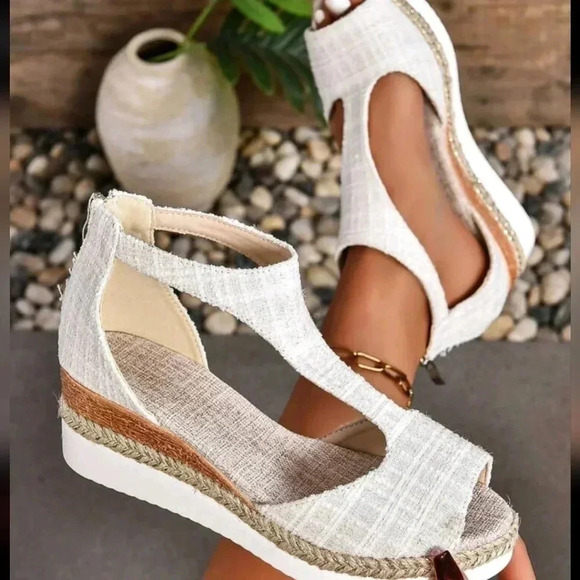 Women Back Zipper Roman Style Retro Fashion Light Weight Wedge Sandals - Picture 1 of 5